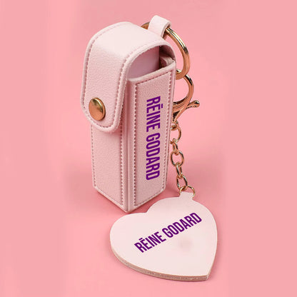 Leather lipstick case w/ mini mirror keychain