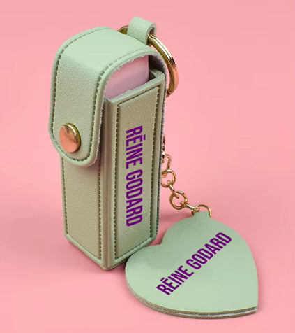 Leather lipstick case w/ mini mirror keychain